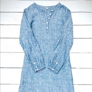 Garnet Hill Muted Blue Linen Dress xxs